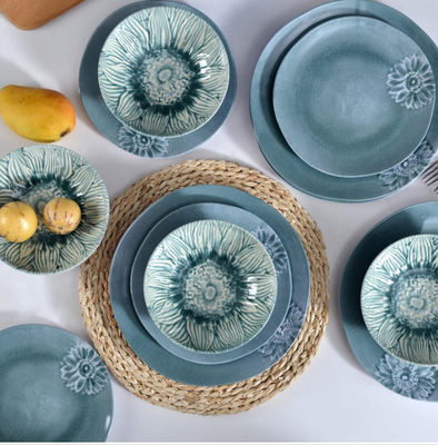 Set da cena in melamina blu verde per campeggio per interni e esterni