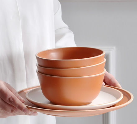 Gufaith Melamine Dinnerware Set 12 pezzi, piatti e ciotole per 4 persone, set di stoviglie indistruttibili, ideali per le feste,