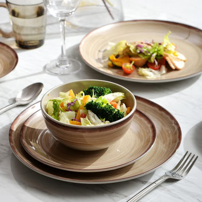 Piastre di colore marrone Melamina impostata senza schegge Rotonda