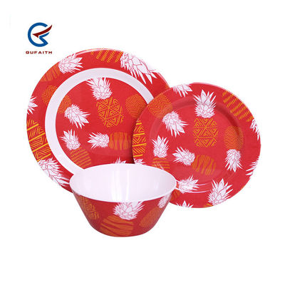 3PCS Red Melamine Dinnerware Set per campeggio cucina all'aperto